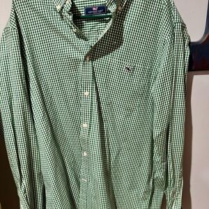 Vineyard Vines Men's Green Checkered Shirt